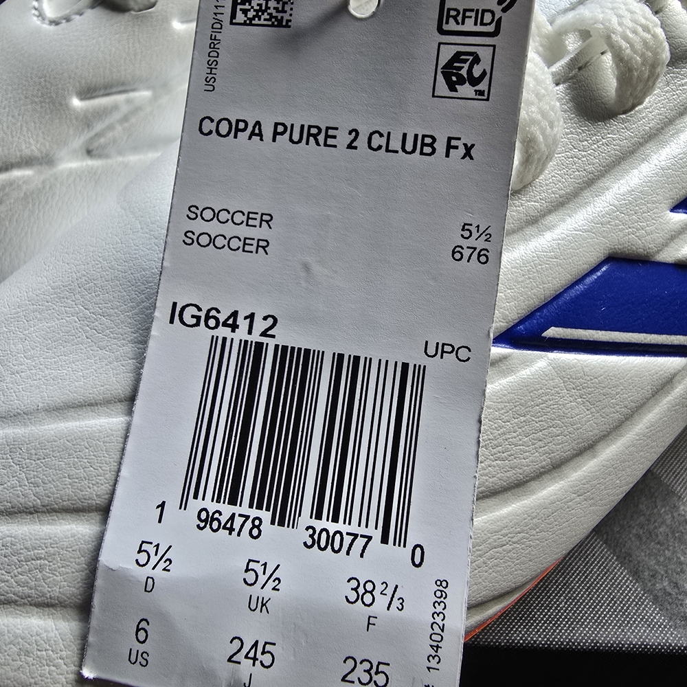 NWT Adidas Kids / Youth Copa 2 Club FxG J White and Blue Soccer Cleats - Picture 6 of 7